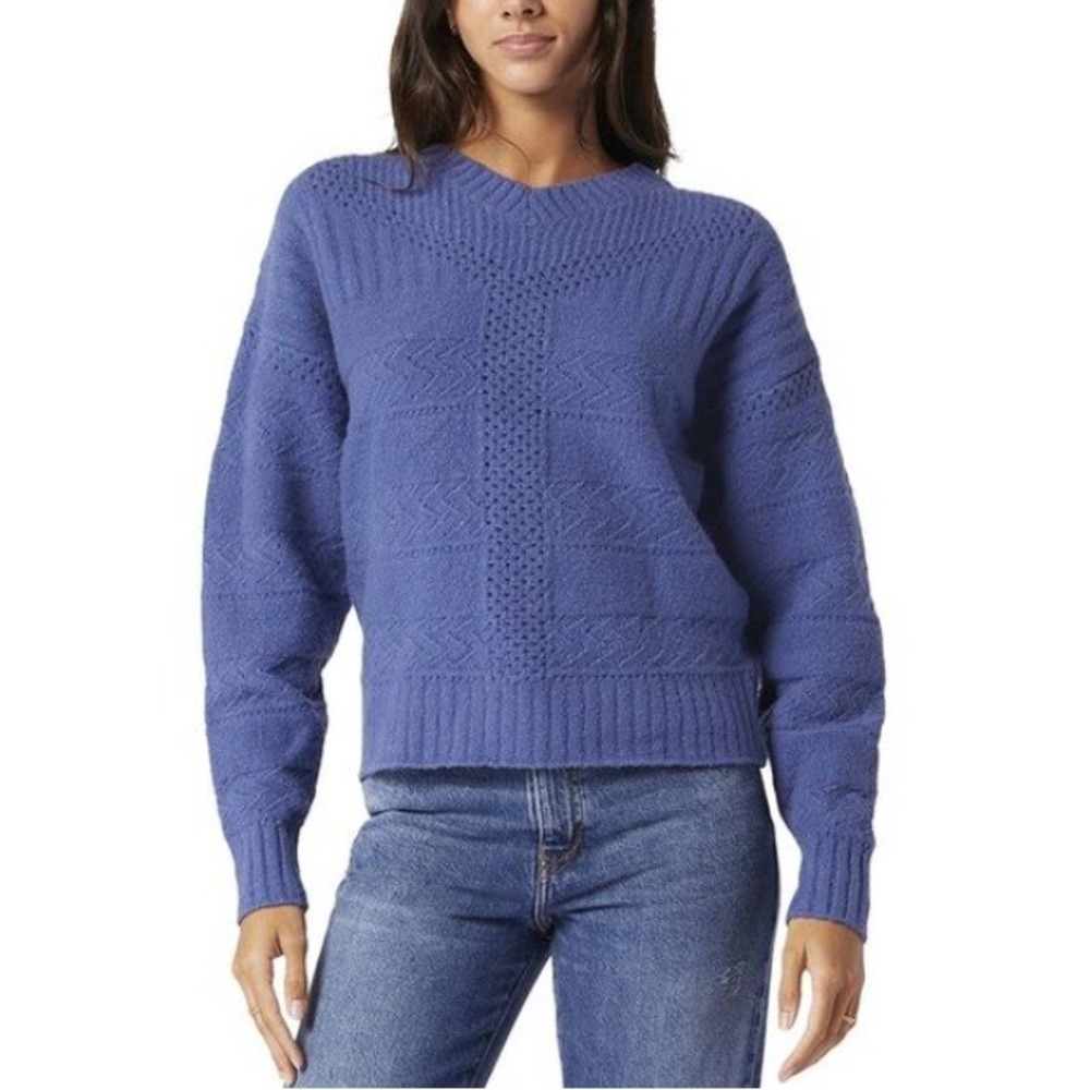 Joie‎ Calvaire Wool Blend Sweater V Neck Textured Knit Periwinkle Blue XS